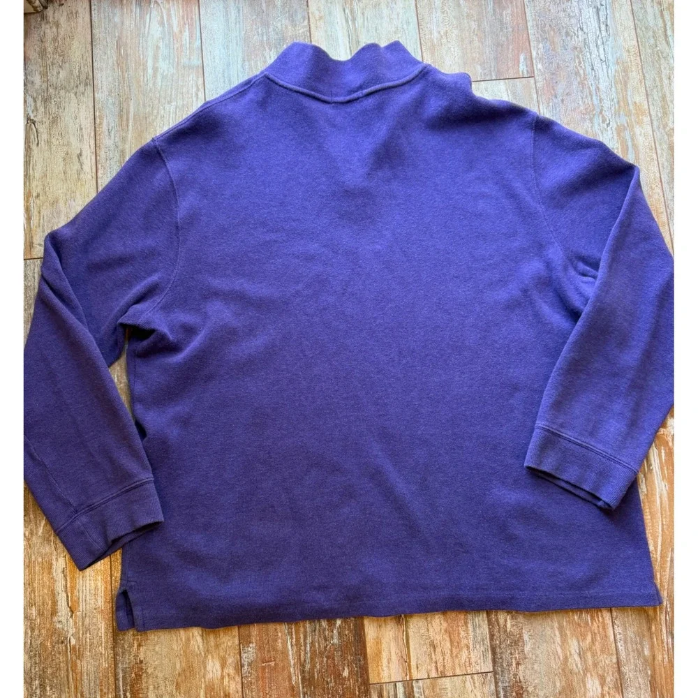 Polo Ralph Lauren Mens XXL Purple 1/4 Zip Cotton Pullover Sweatshirt Yellow Pony